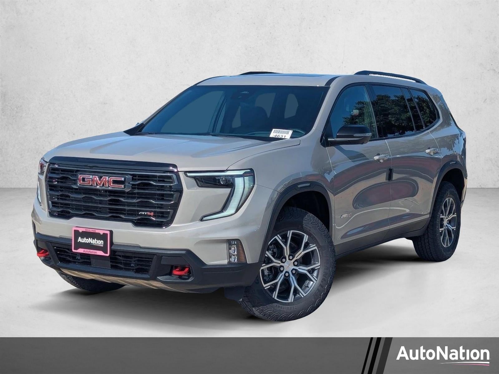 2026 GMC Acadia AT4 in Riverstone Metallic — front three-quarter view