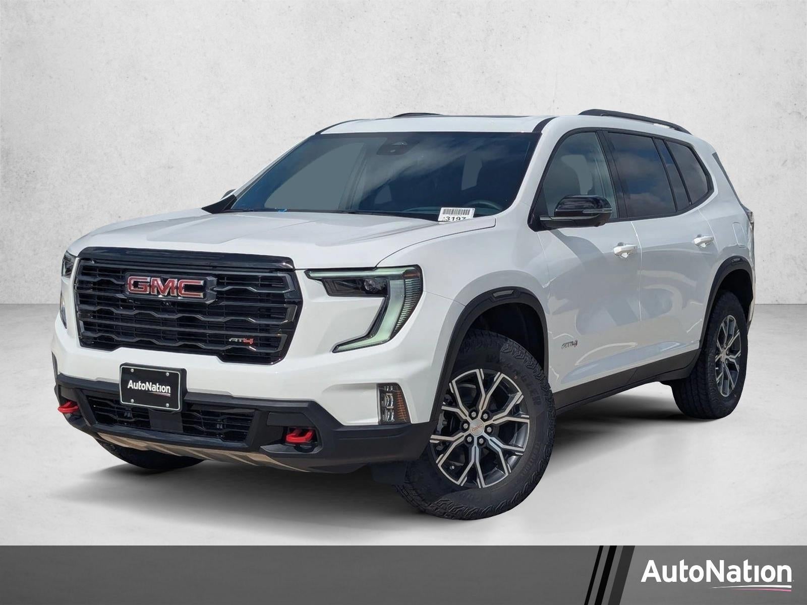 2026 GMC Acadia AT4 in Summit White — front three-quarter view