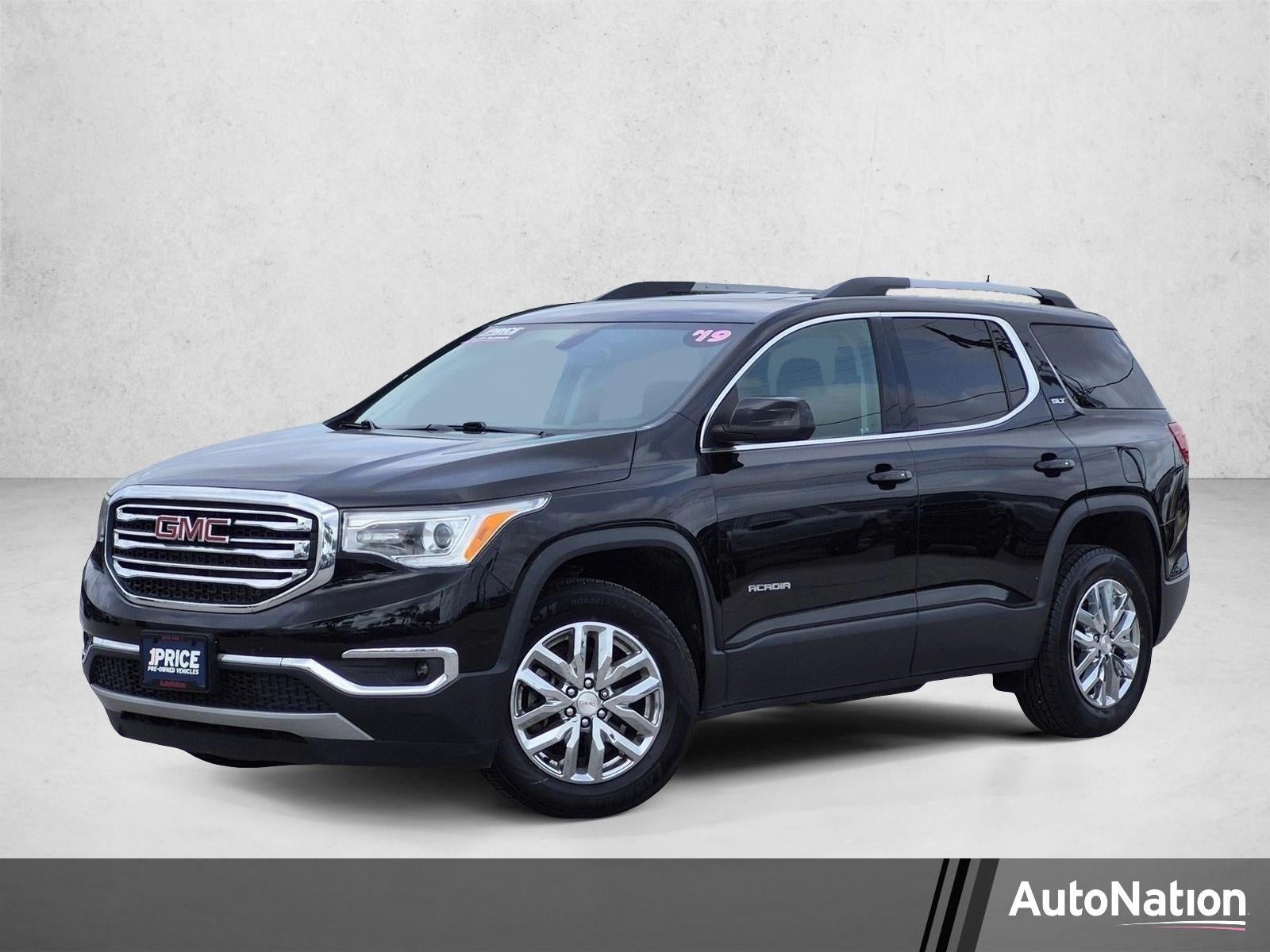 2019 GMC Acadia FWD SLT-1 in Ebony Twilight Metallic — front three-quarter view