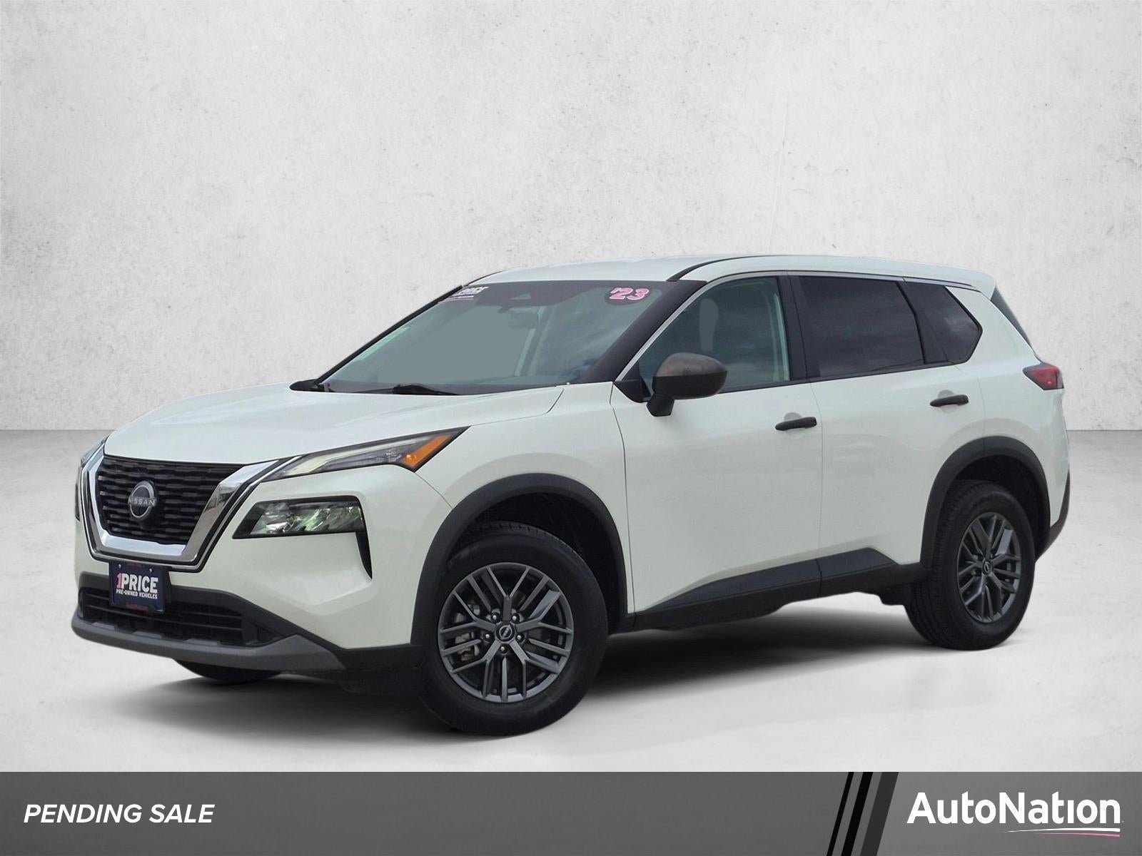 2023 Nissan Rogue FWD S in Glacier White — front three-quarter view