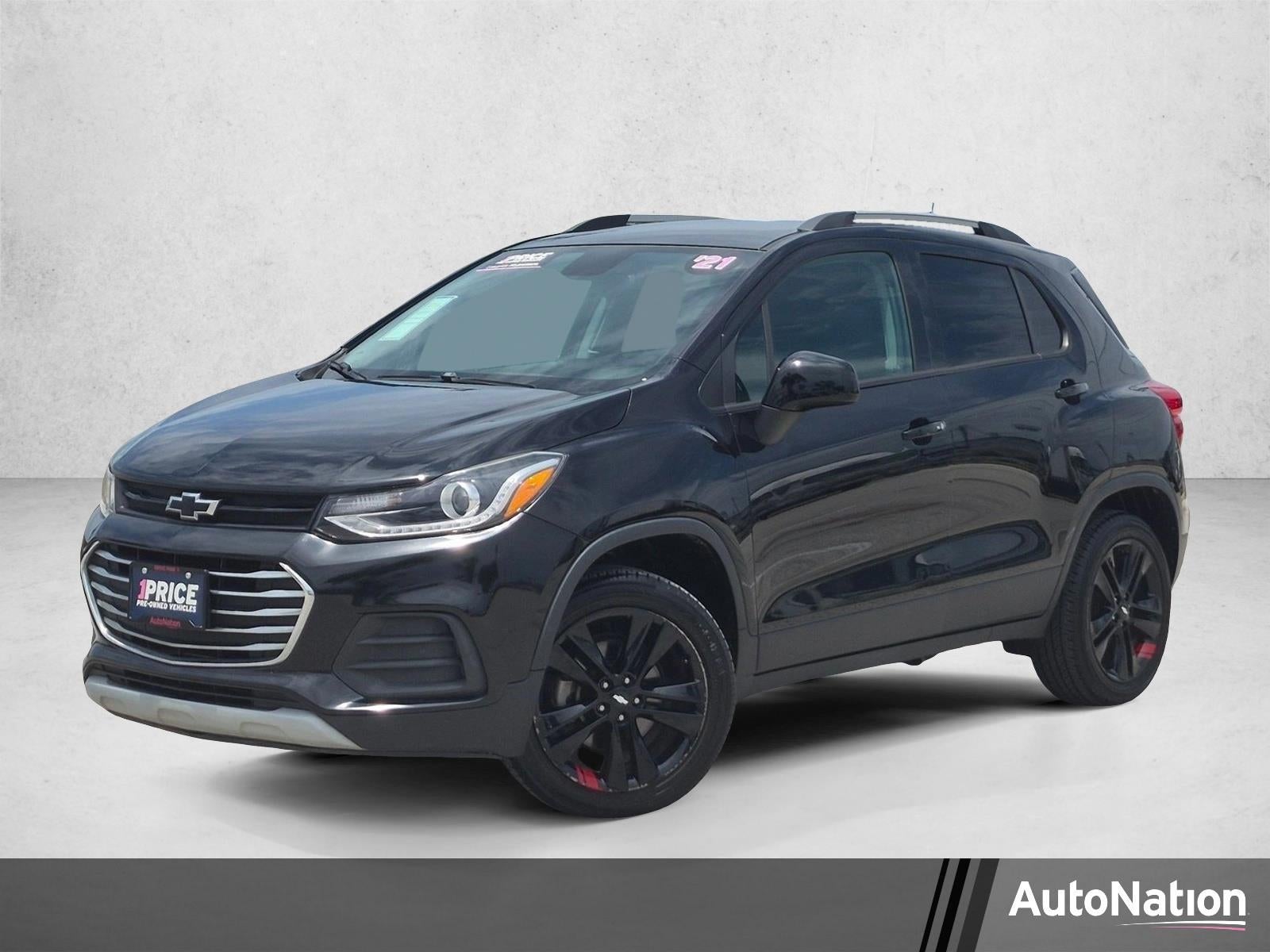2021 Chevrolet Trax LT AWD in Mosaic Black Metallic — front three-quarter view