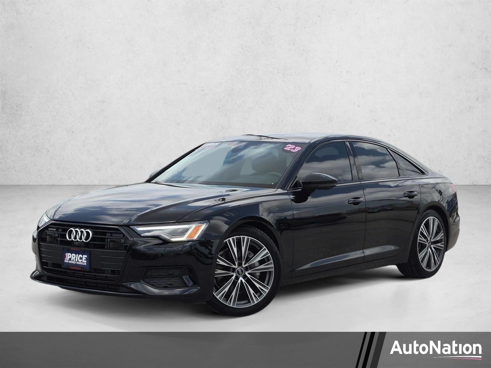 2023 Audi A6 Sedan Premium Plus 45 TFSI quattro in Mythos Black Metallic — front three-quarter view